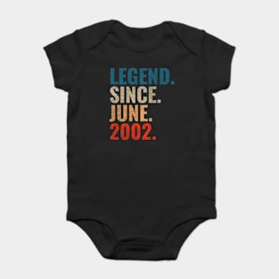 Legend since June 2002 Retro 2002 birthday shirt Baby Bodysuit